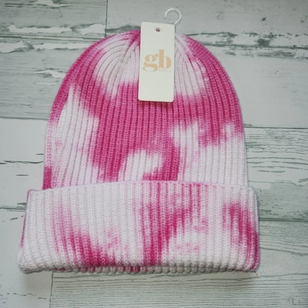 Gianni Bini NWT Girls Pink White Tie Dye Hat One Size
